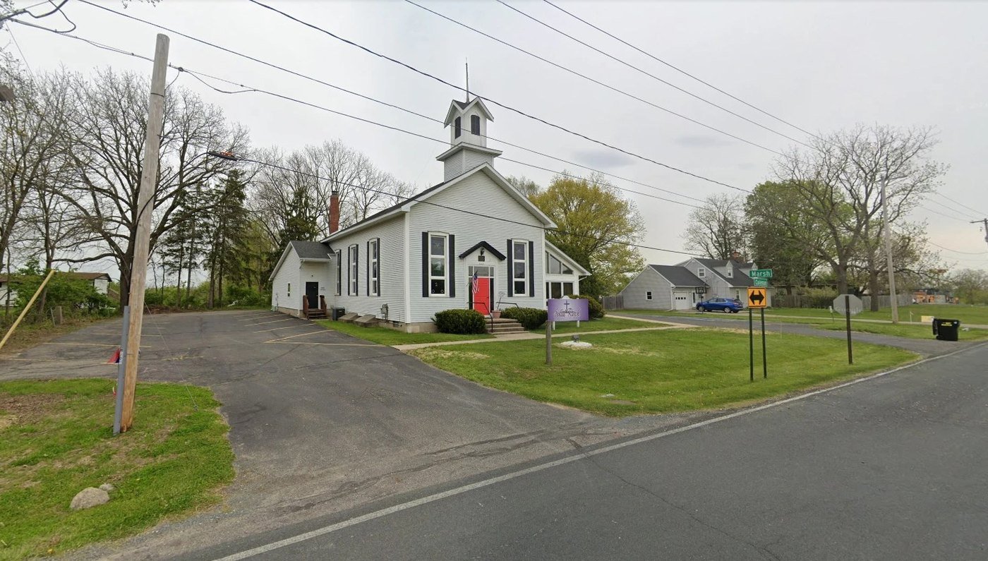 Psalm 91 Church, a white country church on Coleman Road in East Lansing, Michigan